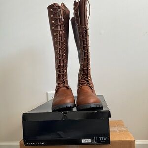 Torrid Brown Lace-Up Knee-High Boots